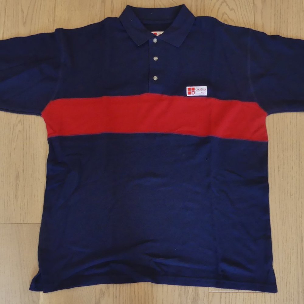 Molson Canadian Clothing System Vintage Red/Navy Blue Large Polo